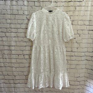 Ladies J. Crew puff sleeve eyelet dress Size 8